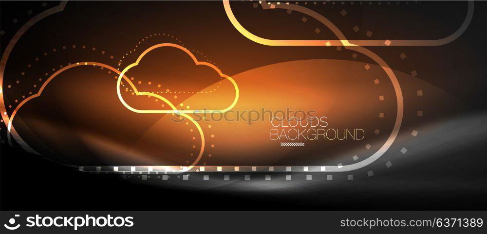 Vector cloud computing, storage concept. Vector cloud computing, storage concept, neon digital background