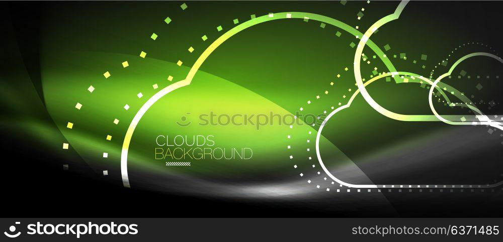 Vector cloud computing, storage concept. Vector cloud computing, storage concept, neon digital background