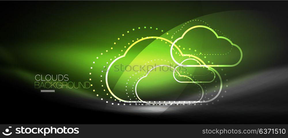 Vector cloud computing, storage concept. Vector cloud computing, storage concept, neon digital background