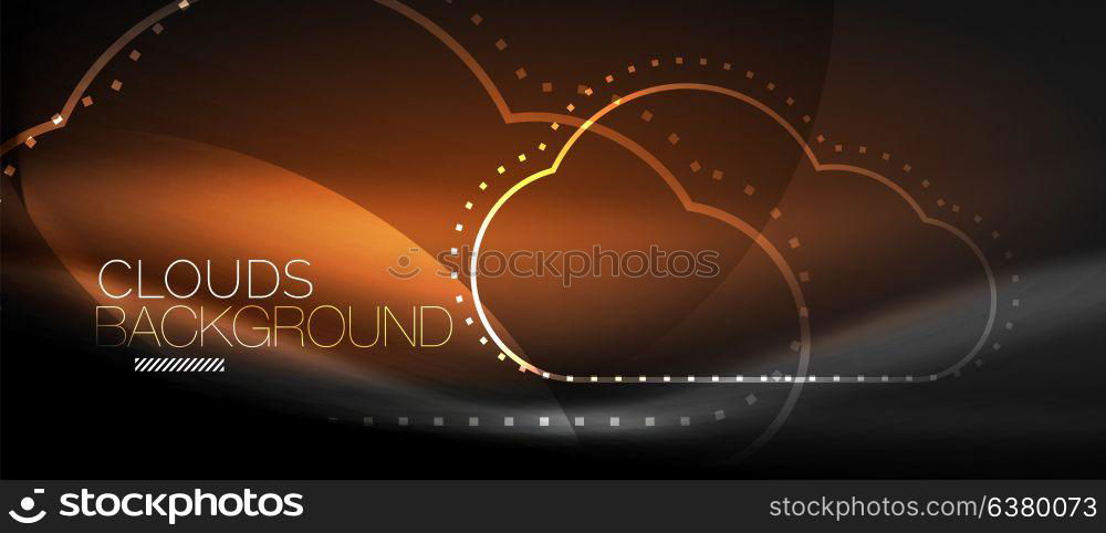 Vector cloud computing, storage concept. Vector cloud computing, storage concept, neon digital background