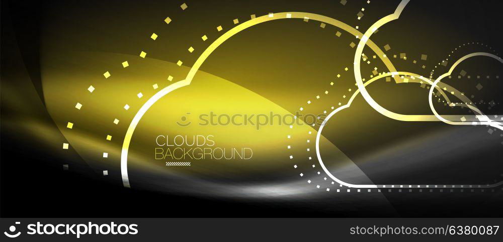 Vector cloud computing, storage concept. Vector cloud computing, storage concept, neon digital background