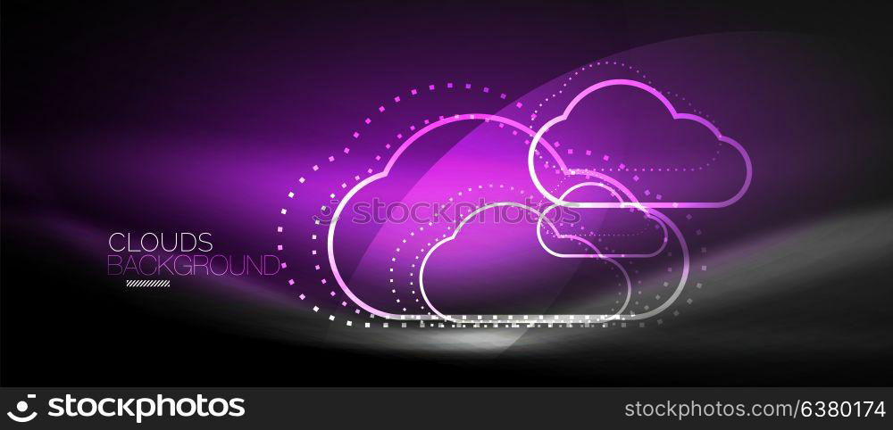 Vector cloud computing, storage concept. Vector cloud computing, storage concept, neon digital background