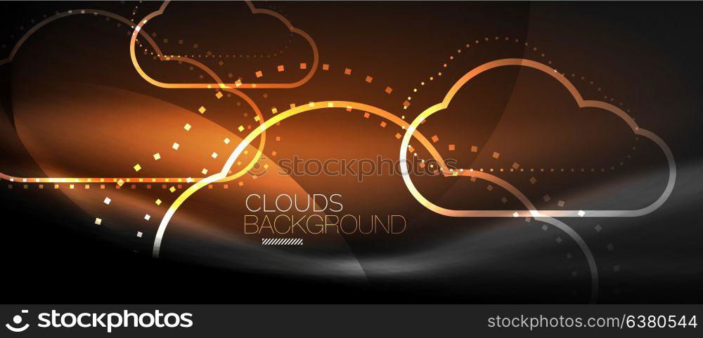 Vector cloud computing, storage concept. Vector cloud computing, storage concept, neon digital background