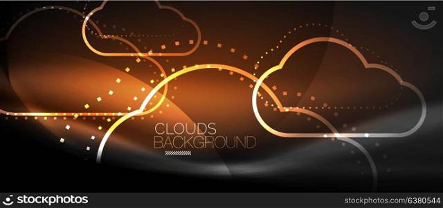 Vector cloud computing, storage concept. Vector cloud computing, storage concept, neon digital background