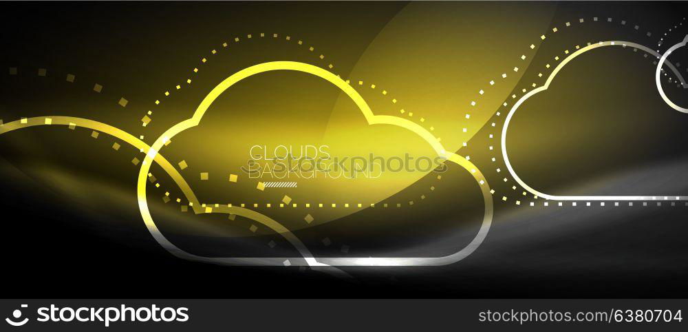 Vector cloud computing, storage concept. Vector cloud computing, storage concept, neon digital background