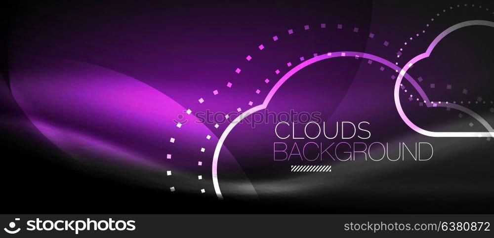 Vector cloud computing, storage concept. Vector cloud computing, storage concept, neon digital background