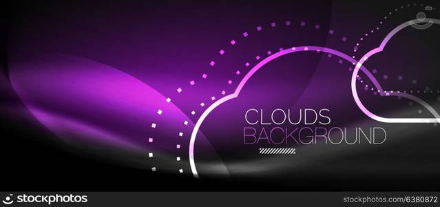 Vector cloud computing, storage concept. Vector cloud computing, storage concept, neon digital background