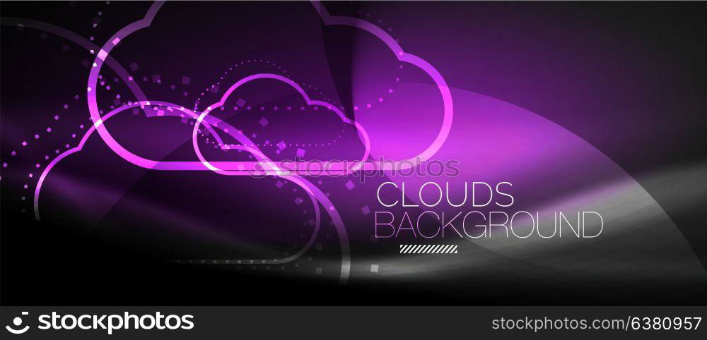 Vector cloud computing, storage concept. Vector cloud computing, storage concept, neon digital background