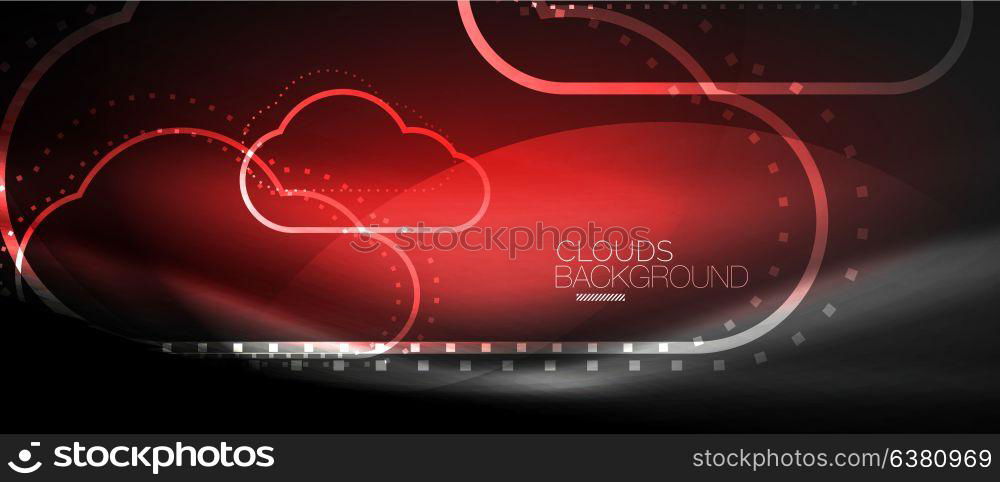Vector cloud computing, storage concept. Vector cloud computing, storage concept, neon digital background