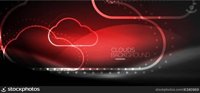 Vector cloud computing, storage concept. Vector cloud computing, storage concept, neon digital background
