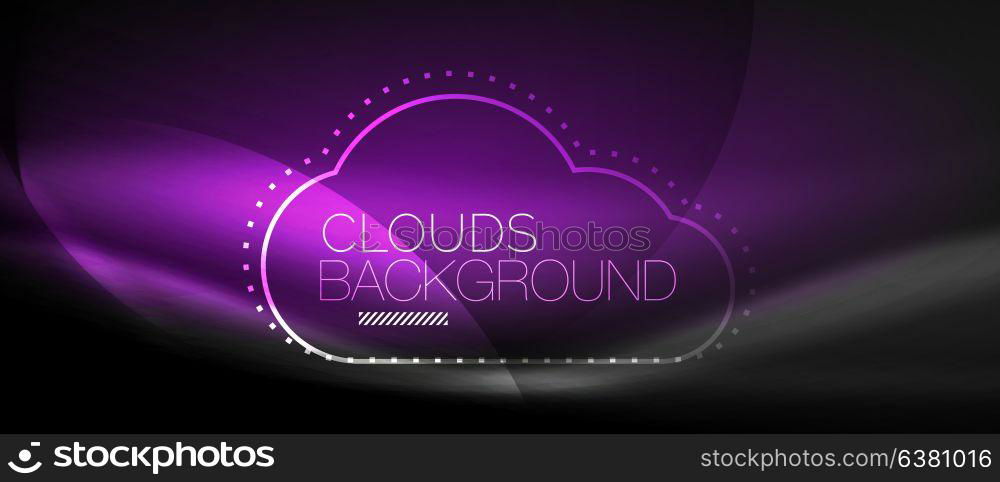 Vector cloud computing, storage concept. Vector cloud computing, storage concept, neon digital background