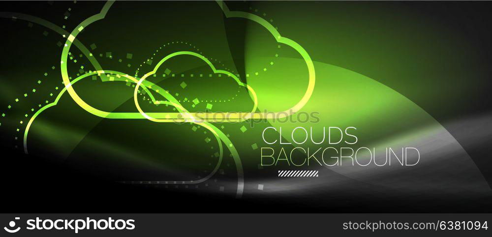 Vector cloud computing, storage concept. Vector cloud computing, storage concept, neon digital background