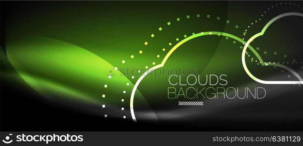 Vector cloud computing, storage concept. Vector cloud computing, storage concept, neon digital background