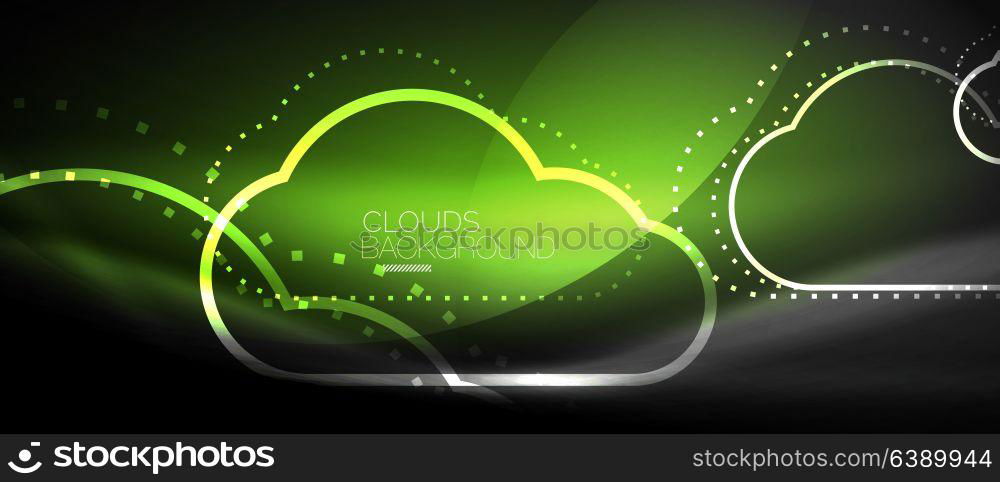 Vector cloud computing, storage concept. Vector cloud computing, storage concept, neon digital background