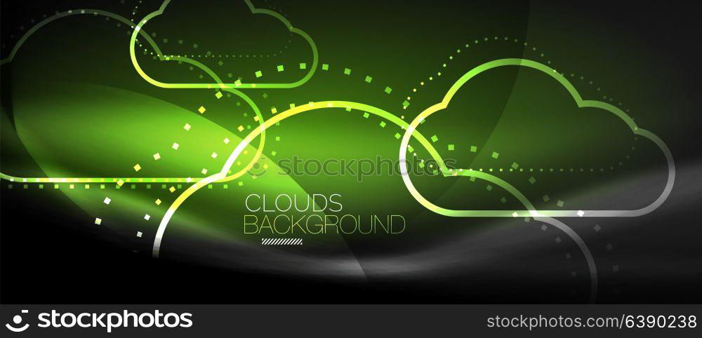 Vector cloud computing, storage concept. Vector cloud computing, storage concept, neon digital background