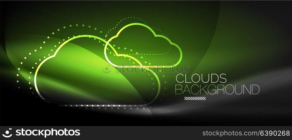 Vector cloud computing, storage concept. Vector cloud computing, storage concept, neon digital background