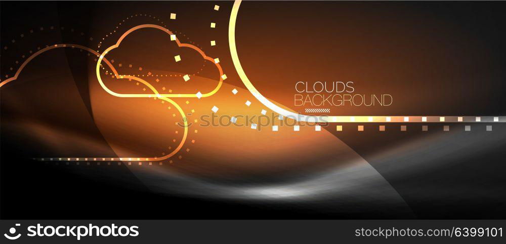 Vector cloud computing, storage concept. Vector cloud computing, storage concept, neon digital background