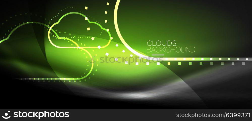 Vector cloud computing, storage concept. Vector cloud computing, storage concept, neon digital background