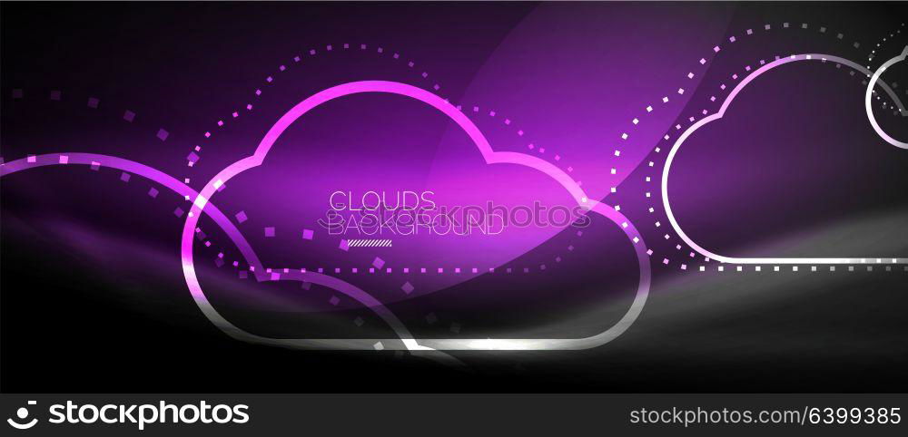Vector cloud computing, storage concept. Vector cloud computing, storage concept, neon digital background