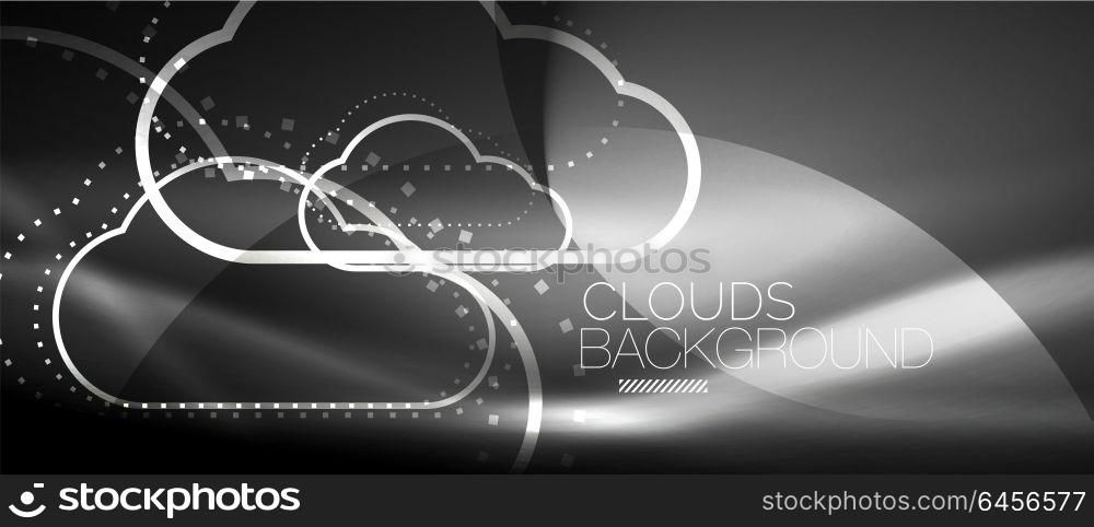 Vector cloud computing, storage concept. Vector cloud computing, storage concept, neon digital background