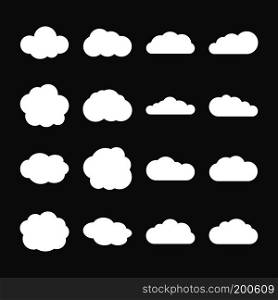 Vector clouds icons in white over gray. Set of elements white clouds illustration. Vector clouds icons in white over gray