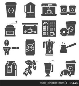Vector Coffee Icons Set on White Background