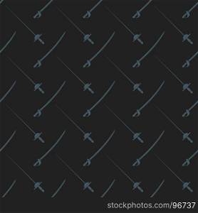 vector cold steel arms pattern. vector dark solid design sword saber medieval cold steel arms seamless pattern isolated on dark background