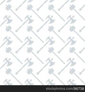 vector cold steel arms pattern. vector light grey solid design battle hammer axe medieval cold steel arms seamless pattern isolated on white background