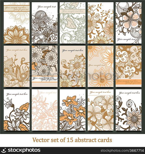 vector collection of 15 hand drawn floral cards