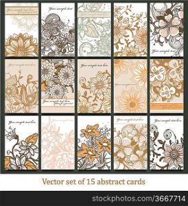 vector collection of 15 hand drawn floral cards