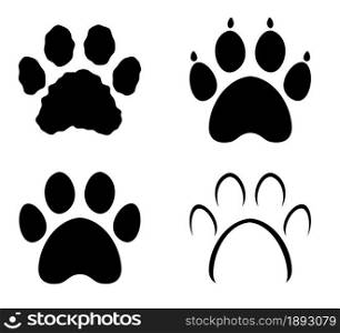 vector collection of bear, tiger, dog and cat paw footprints. cartoon of animal foot prints isolated on white background