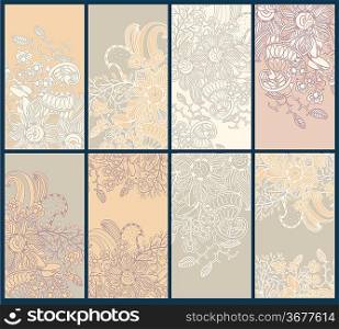 vector collection of beige floral cards