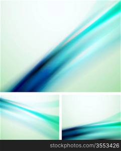 Vector collection of blue abstract backgrounds. Straight lines pattern