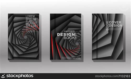 Vector collection of book cover backgrounds. The hexagon shape overlaps with the red luster. illustration of eps vector design 10.