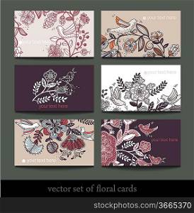 vector collection of brown and beige floral cards