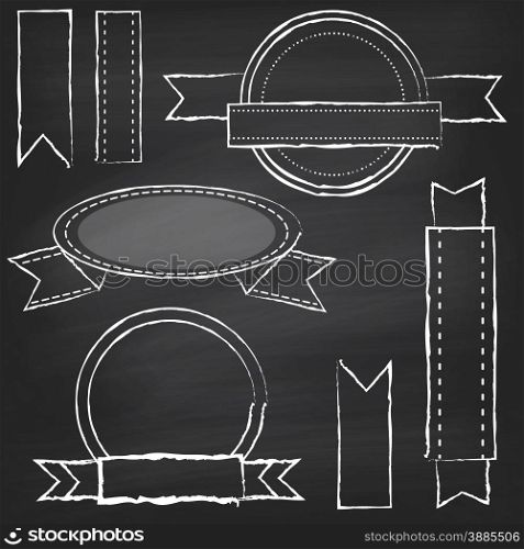 Vector Collection of Chalkboard Style Banners, Ribbons and Frames