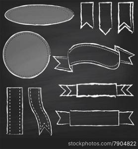 Vector Collection of Chalkboard Style Banners, Ribbons and Frames