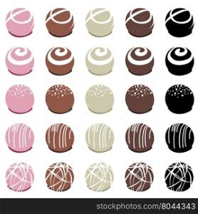 vector collection of chocolate candies for dessert
