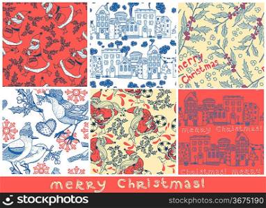 vector collection of Christmas seamless patterns