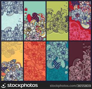vector collection of colorful floral cards