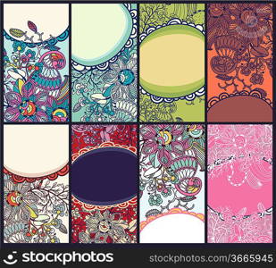 vector collection of colorful floral cards