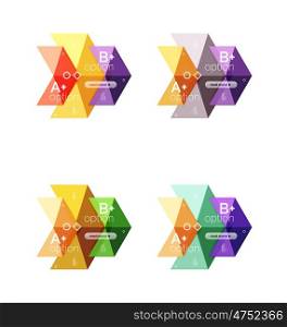 Vector collection of colorful geometric shape infographic banners. Backgrounds for workflow layout, diagram, number options or web design