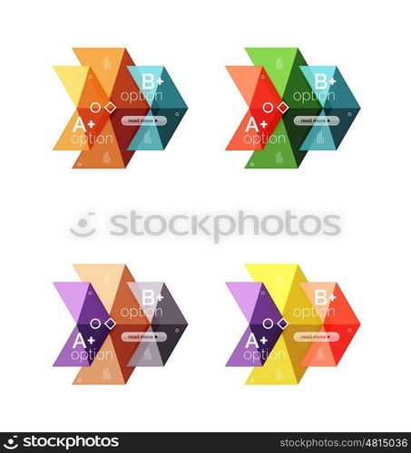 Vector collection of colorful geometric shape infographic banners. Backgrounds for workflow layout, diagram, number options or web design