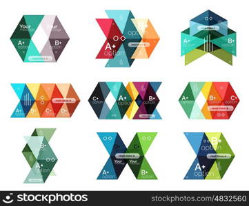 Vector collection of colorful geometric shape infographic banners. Backgrounds for workflow layout, diagram, number options or web design