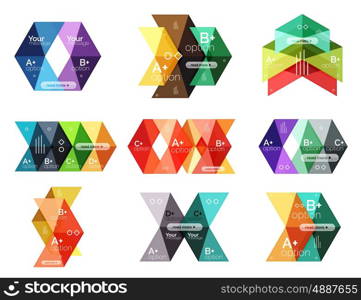 Vector collection of colorful geometric shape infographic banners. Backgrounds for workflow layout, diagram, number options or web design