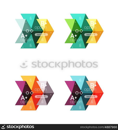 Vector collection of colorful geometric shape infographic banners. Backgrounds for workflow layout, diagram, number options or web design