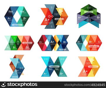 Vector collection of colorful geometric shape infographic banners. Vector collection of colorful geometric shape infographic banners. Backgrounds for workflow layout, diagram, number options or web design