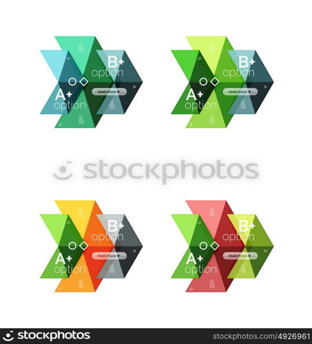 Vector collection of colorful geometric shape infographic banners. Vector collection of colorful geometric shape infographic banners. Backgrounds for workflow layout, diagram, number options or web design