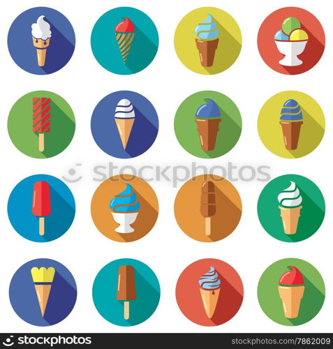 vector collection of colorful ice cream flat icons