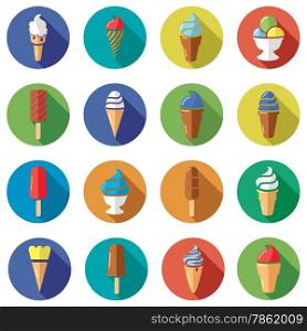 vector collection of colorful ice cream flat icons